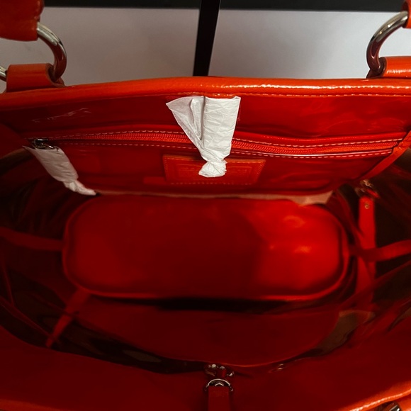 Coach 15021 PVC Metallic Transparent Clear Orange Tote  Rare Plastic Beach Bag - Picture 10 of 15
